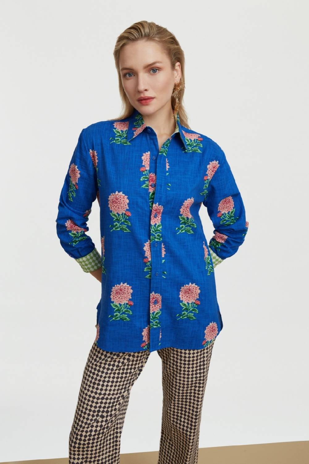 Lisa Corti camicia acapulco mamagoto royal blue Grande vendita