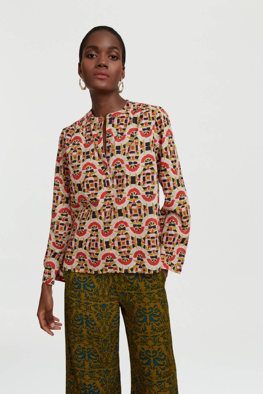 Lisa Corti camicia batumi folk mirror black Offerta esclusiva