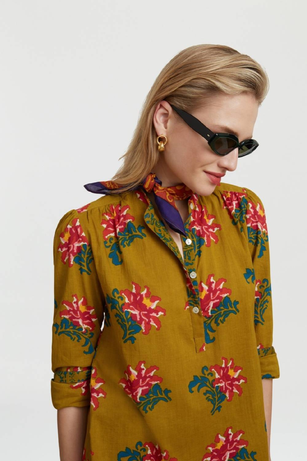 Lisa Corti camicia batumi tangeri rose olive green Vendite stagionali