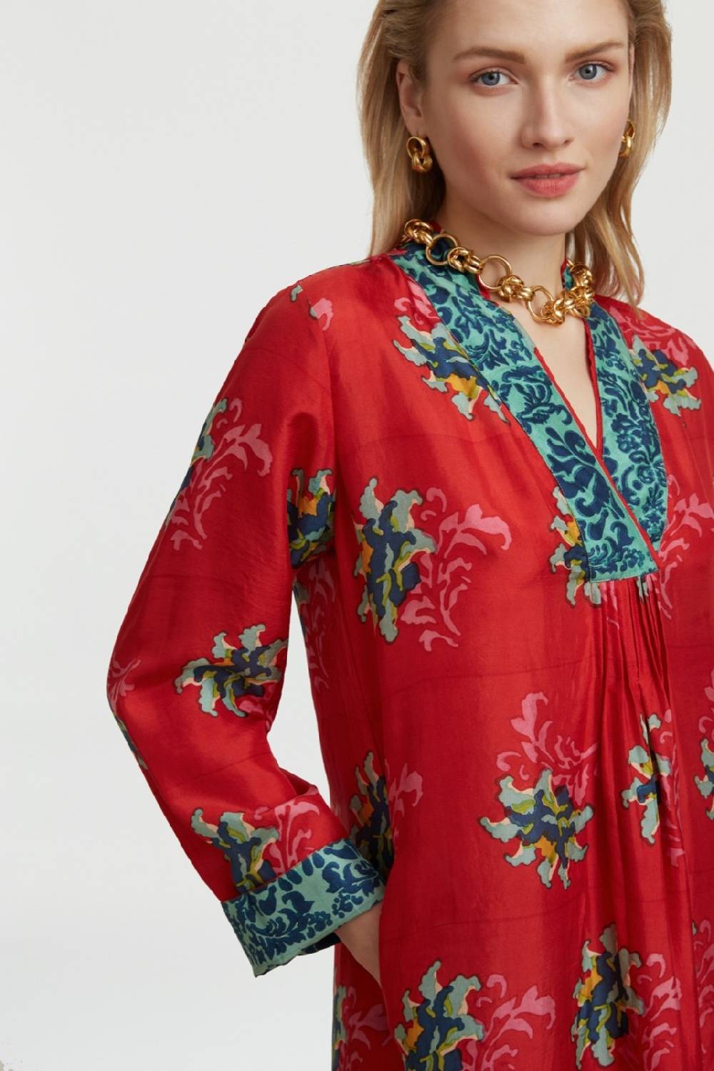 Lisa Corti caftano radha tangeri flower coral Grandi sconti