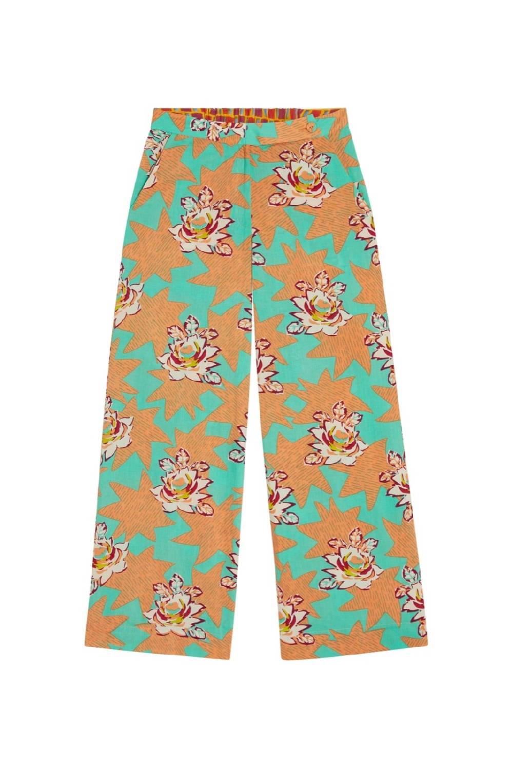 Lisa Corti pantalone myanmar star flower aqua Offerte giornaliere