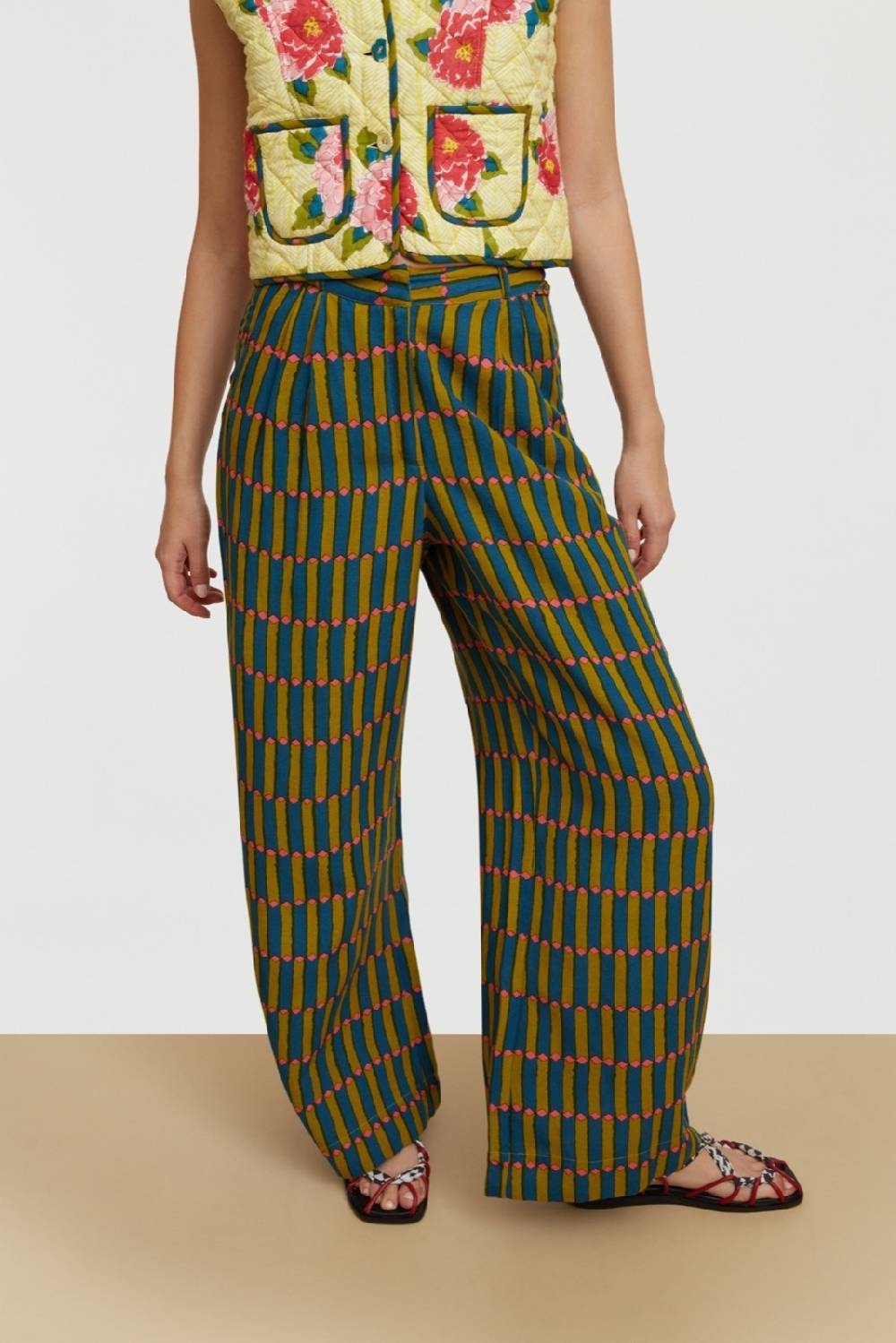 Lisa Corti pantalone theresa diamnod stripes acid green Offerte speciali
