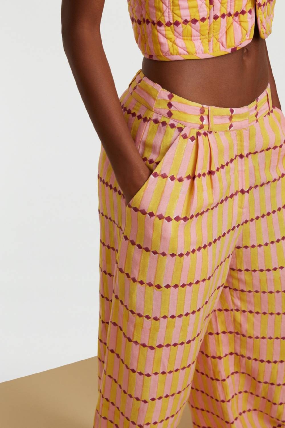 Lisa Corti pantalone theresa diamond stripes light yellow Enormi risparmi