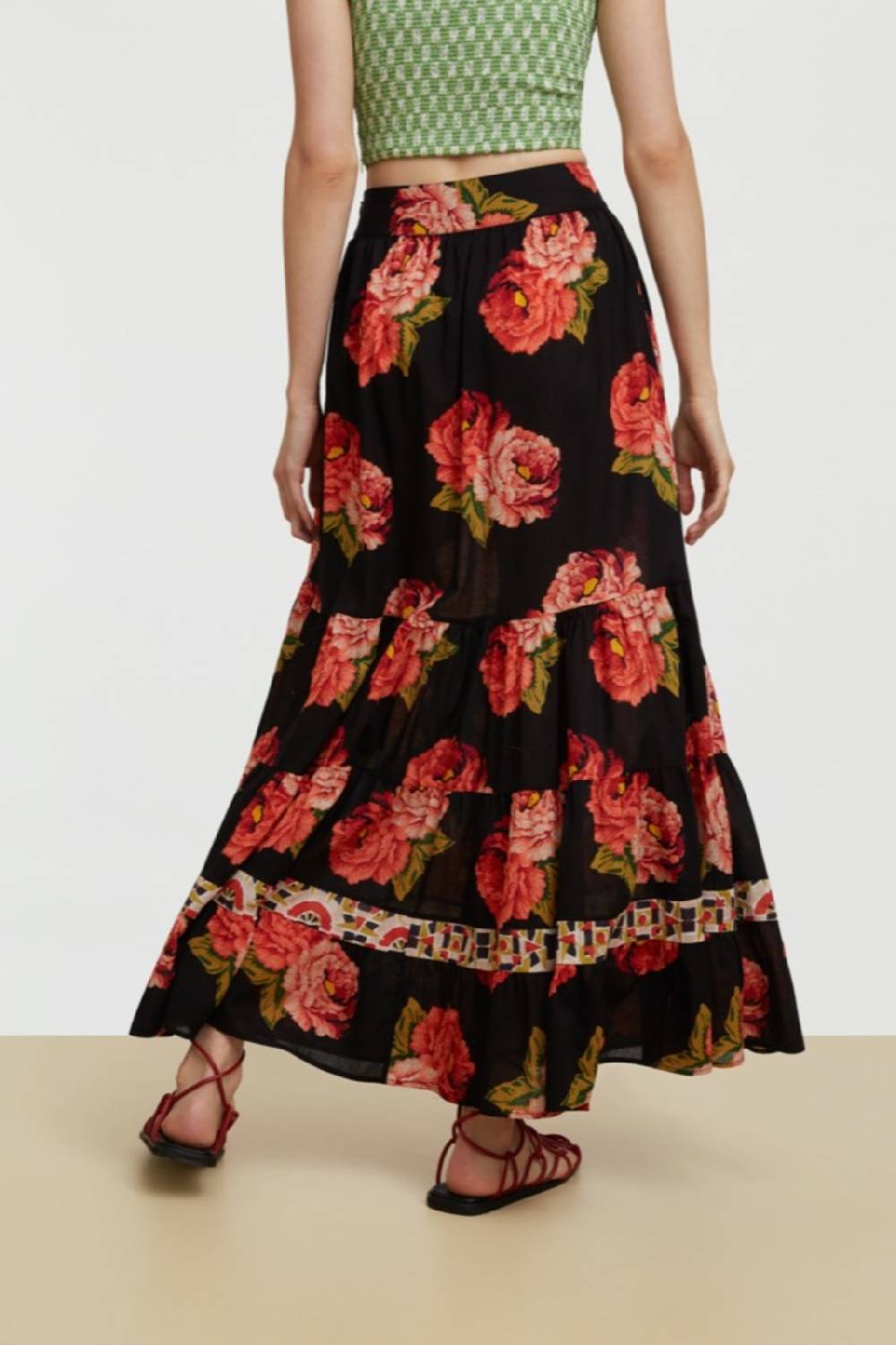 Lisa Corti gonna lehenga folk rose black Ultimi due giorni