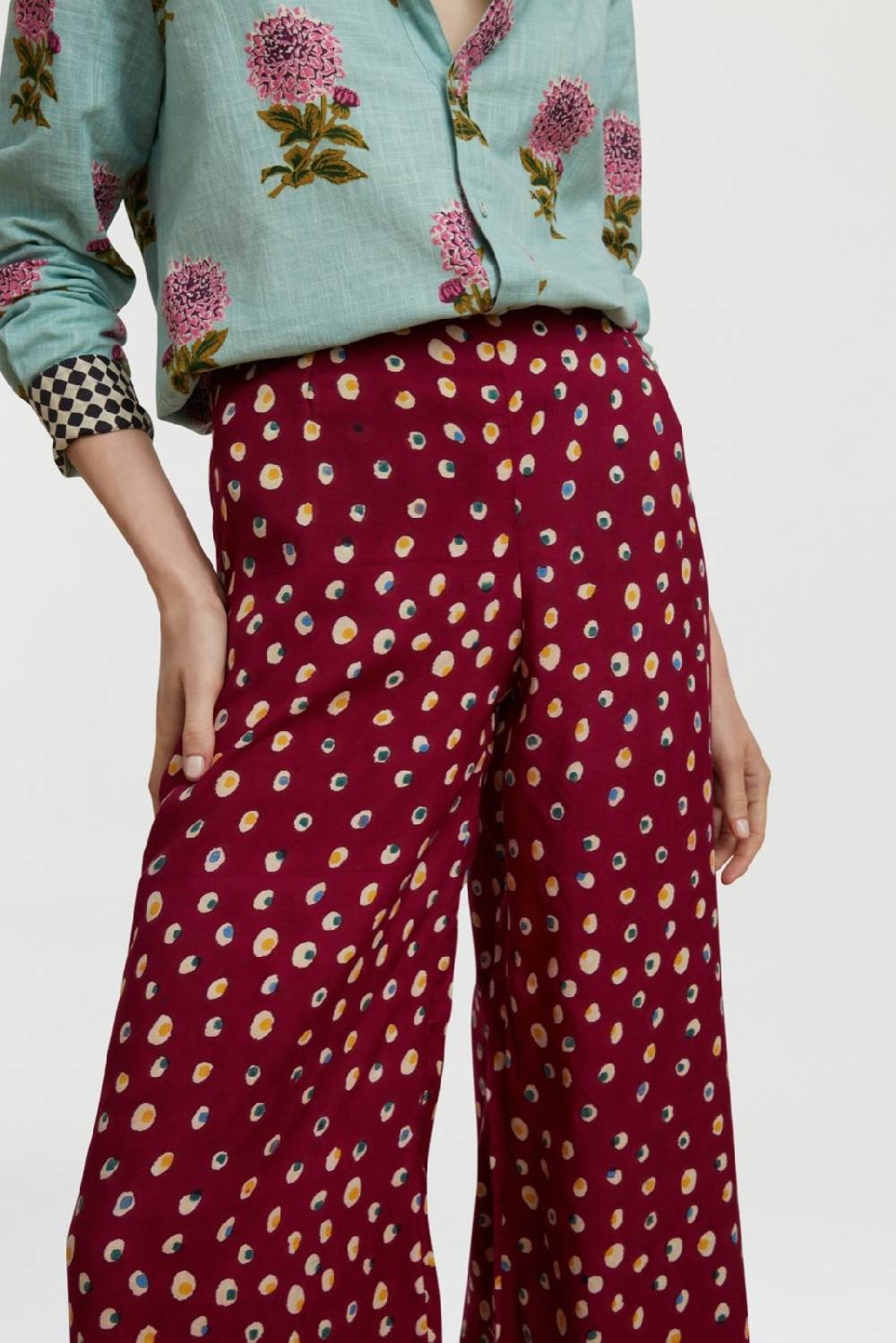 Lisa Corti pantalone evelyn bukhara dots purple Ultimo giorno