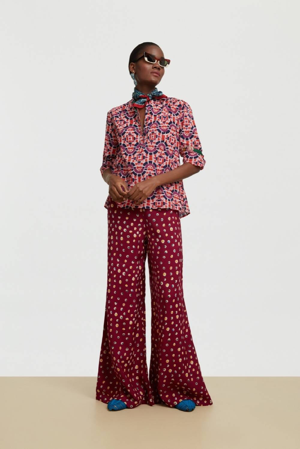 Lisa Corti pantalone evelyn bukhara dots purple Ultimo giorno