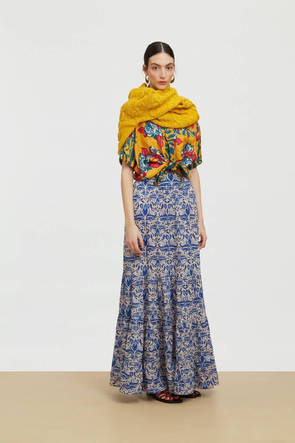 Lisa Corti gonna lehenga abhanery damasque blue Fino al 50% di sconto