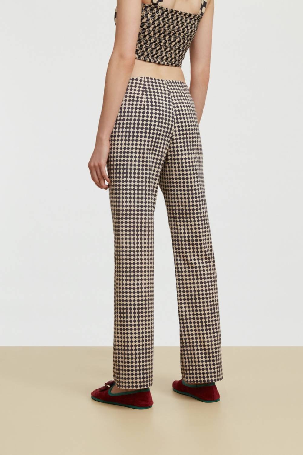Lisa Corti pantalone marinara diamond check black Offerta speciale della fabbrica