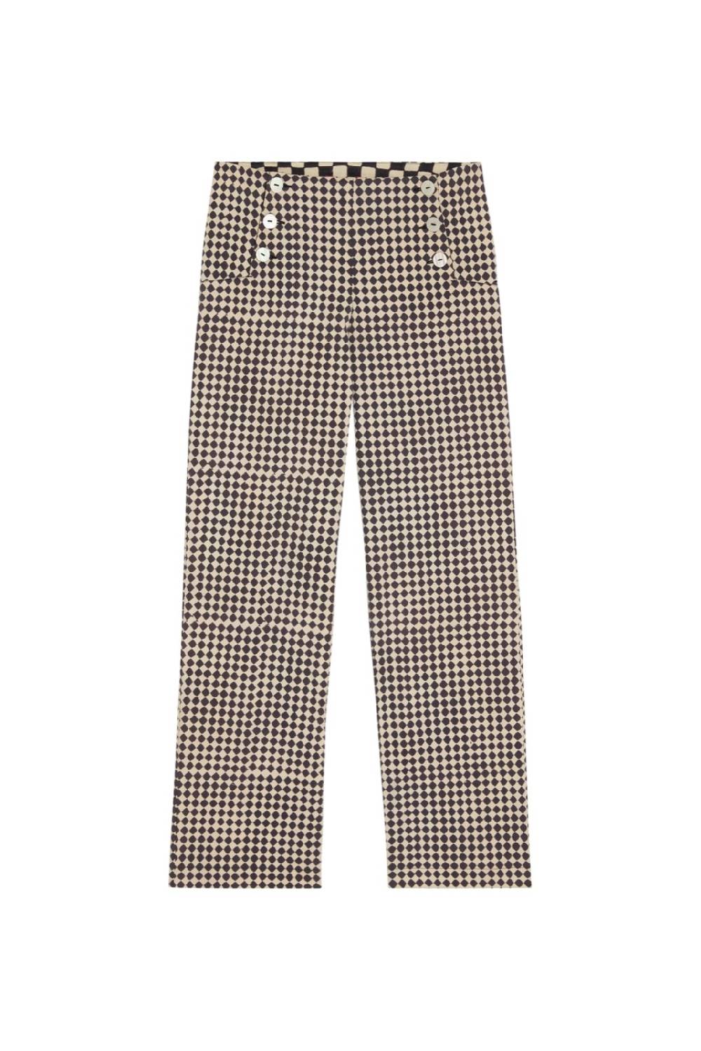 Lisa Corti pantalone marinara diamond check black Offerta speciale della fabbrica