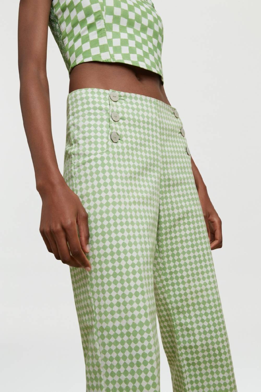 Lisa Corti pantalone marinara diamond check mint Sostegno trimestrale