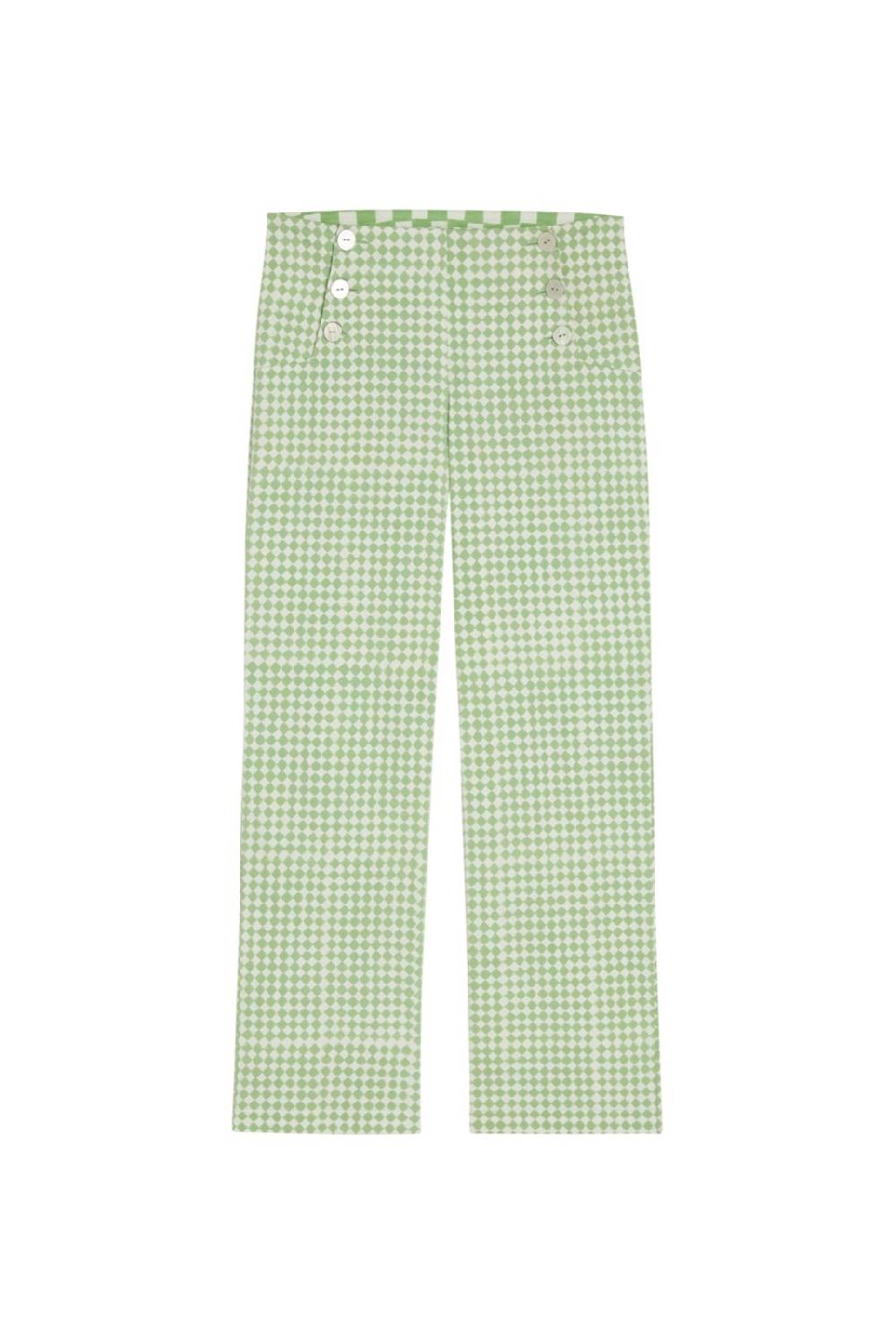 Lisa Corti pantalone marinara diamond check mint Sostegno trimestrale
