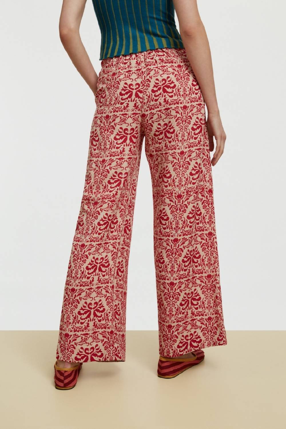 Lisa Corti pantalone myanmar tangeri damask natural Fino al 55% di sconto