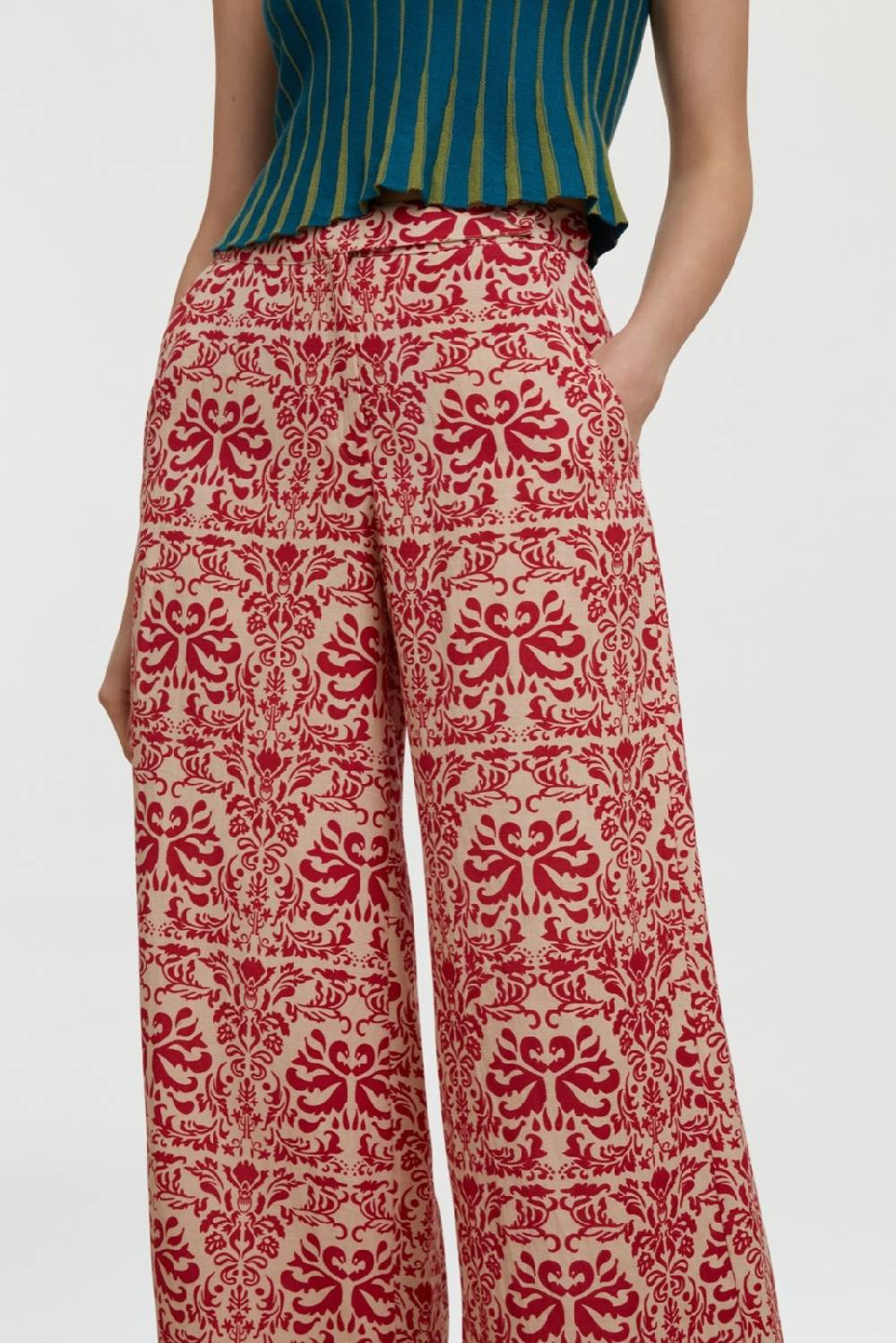 Lisa Corti pantalone myanmar tangeri damask natural Fino al 55% di sconto