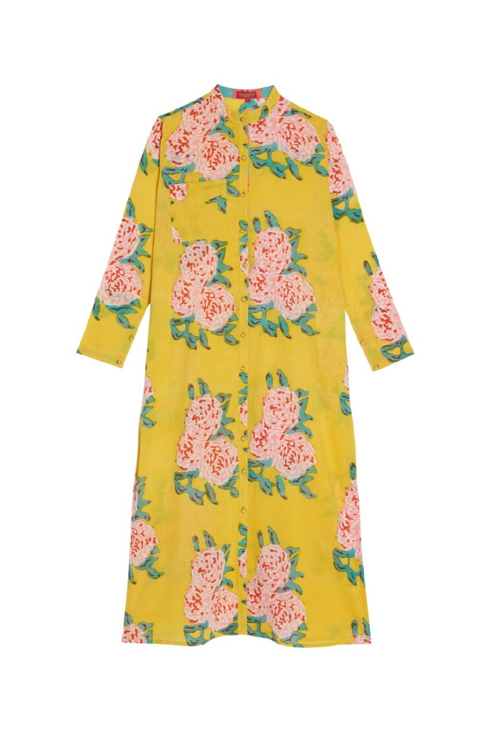 Lisa Corti kurta lunga aperta leopard flower yellow 50% di sconto per tempo limitato