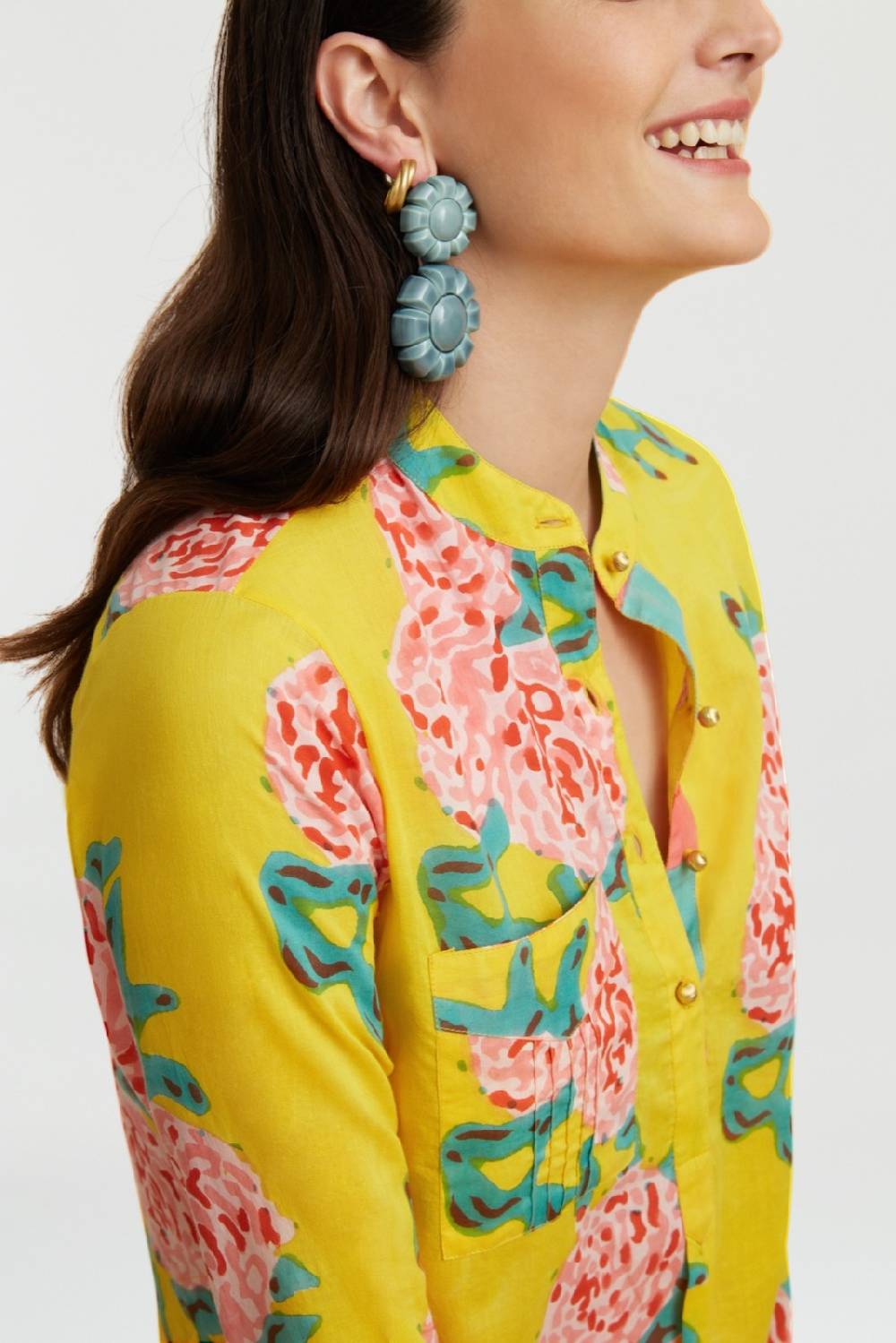 Lisa Corti kurta corta leopard flower yellow Sconti questo mese