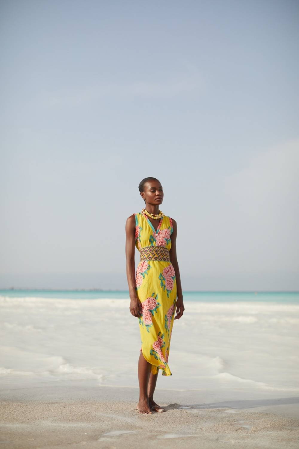 Lisa Corti abito cheack leopard flower yellow Italy