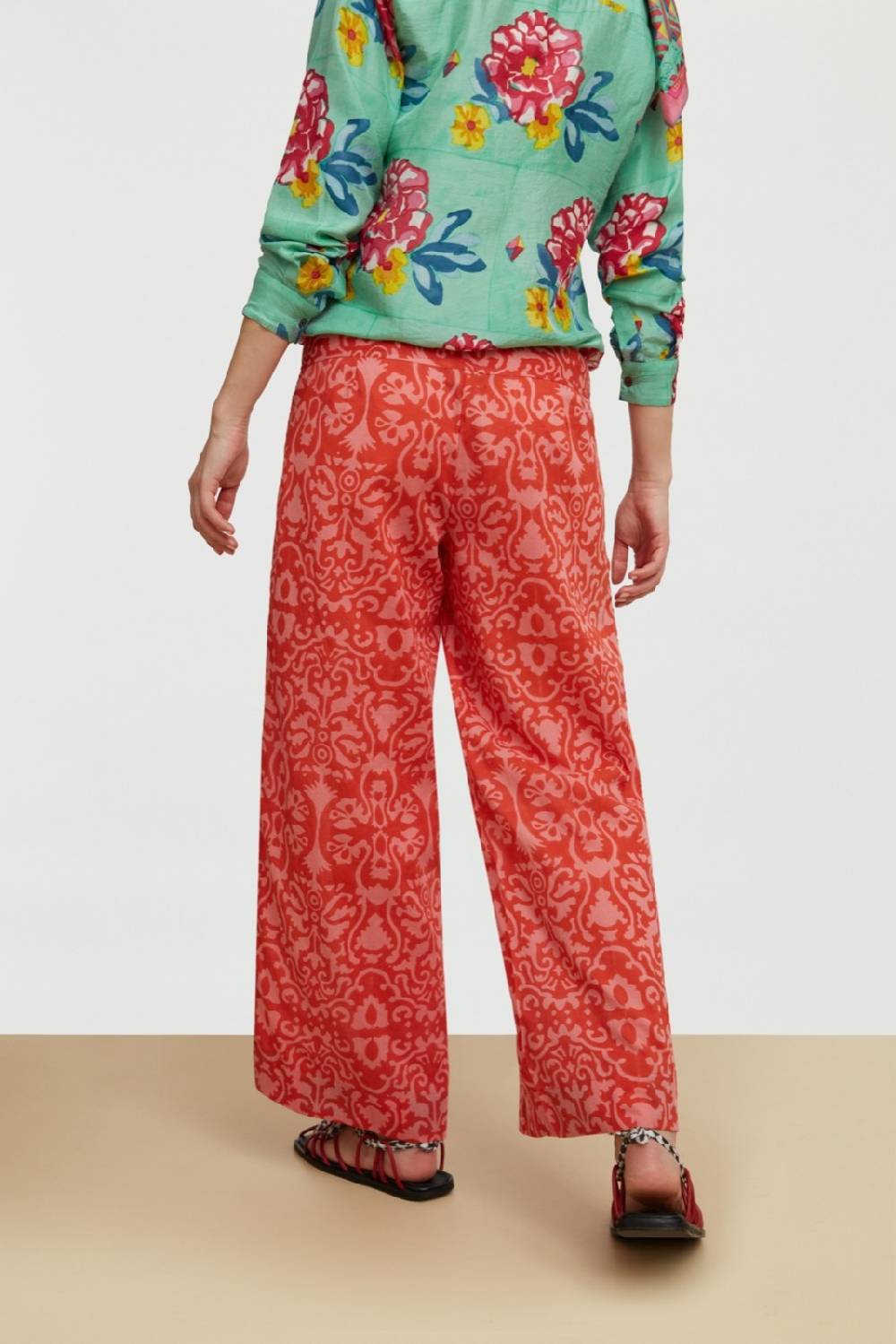 Lisa Corti pantalone cabana damask design red Qualità