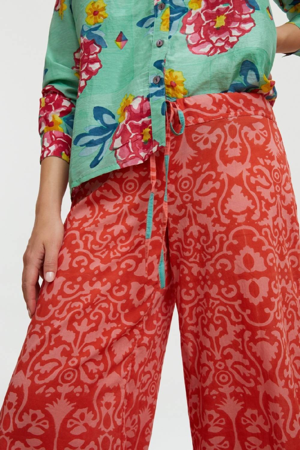 Lisa Corti pantalone cabana damask design red Qualità