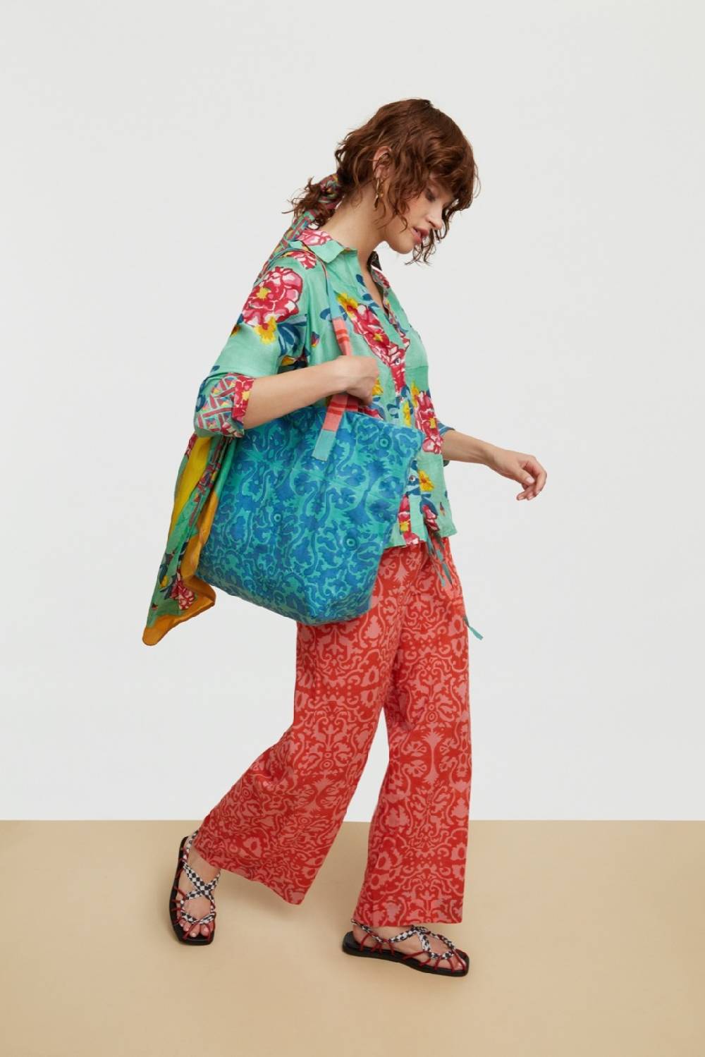 Lisa Corti pantalone cabana damask design red Qualità