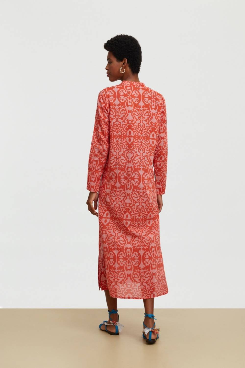 Lisa Corti kurta lunga aperta damask design red Vendita