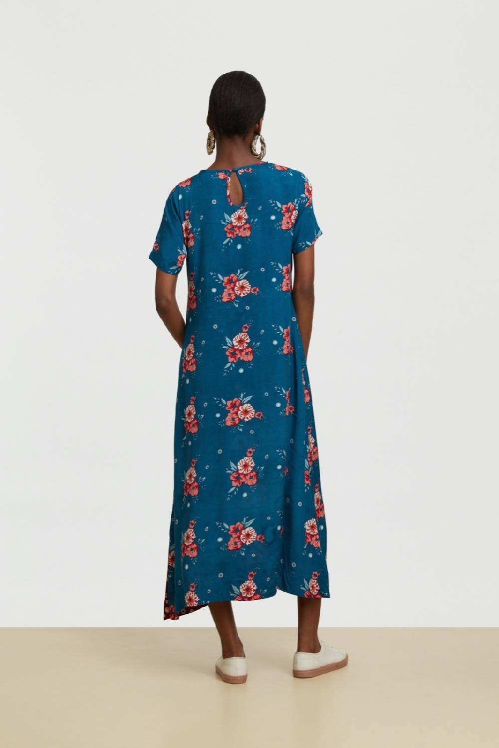 Lisa Corti abito myanmar bukhara flower teal Fino Al -60%