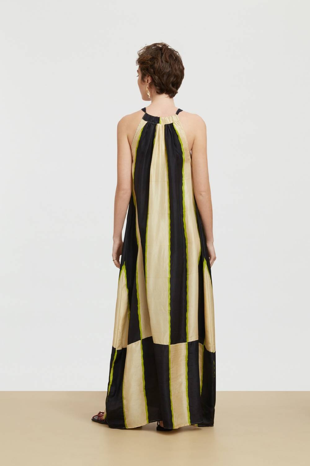 Lisa Corti abito parachute baiadera stripes natural Offerta