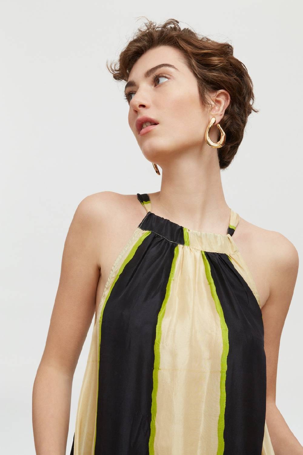 Lisa Corti abito parachute baiadera stripes natural Offerta