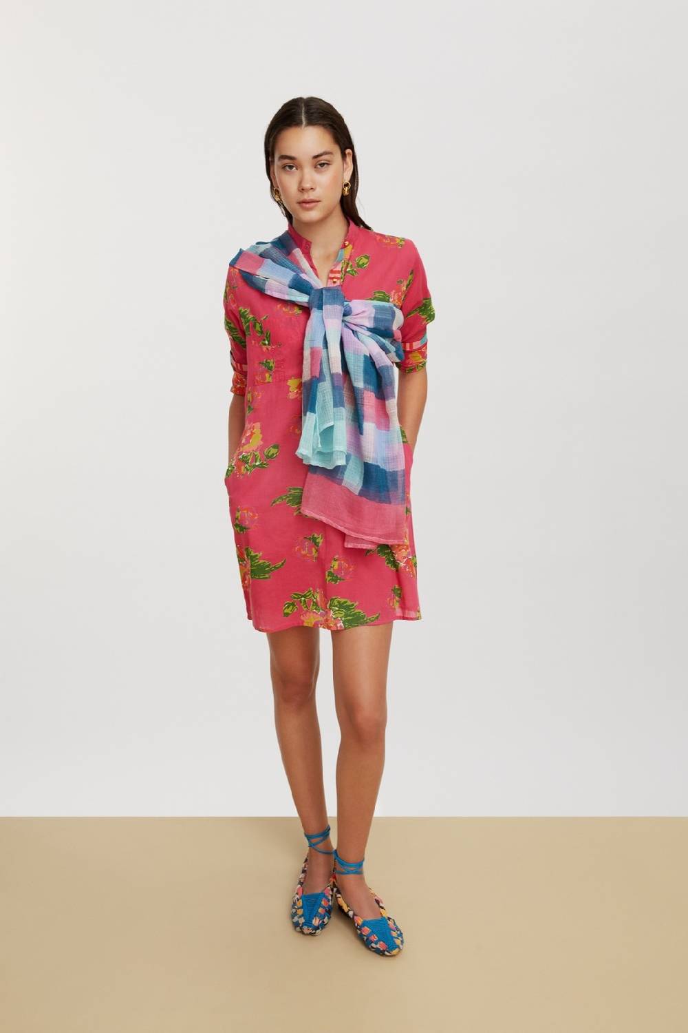 Lisa Corti kurta corta azhar flower fuxia Offerte