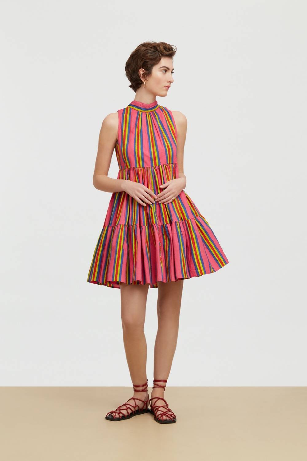 Lisa Corti abito jaipur crazy stripes fucsia Vendita Economica