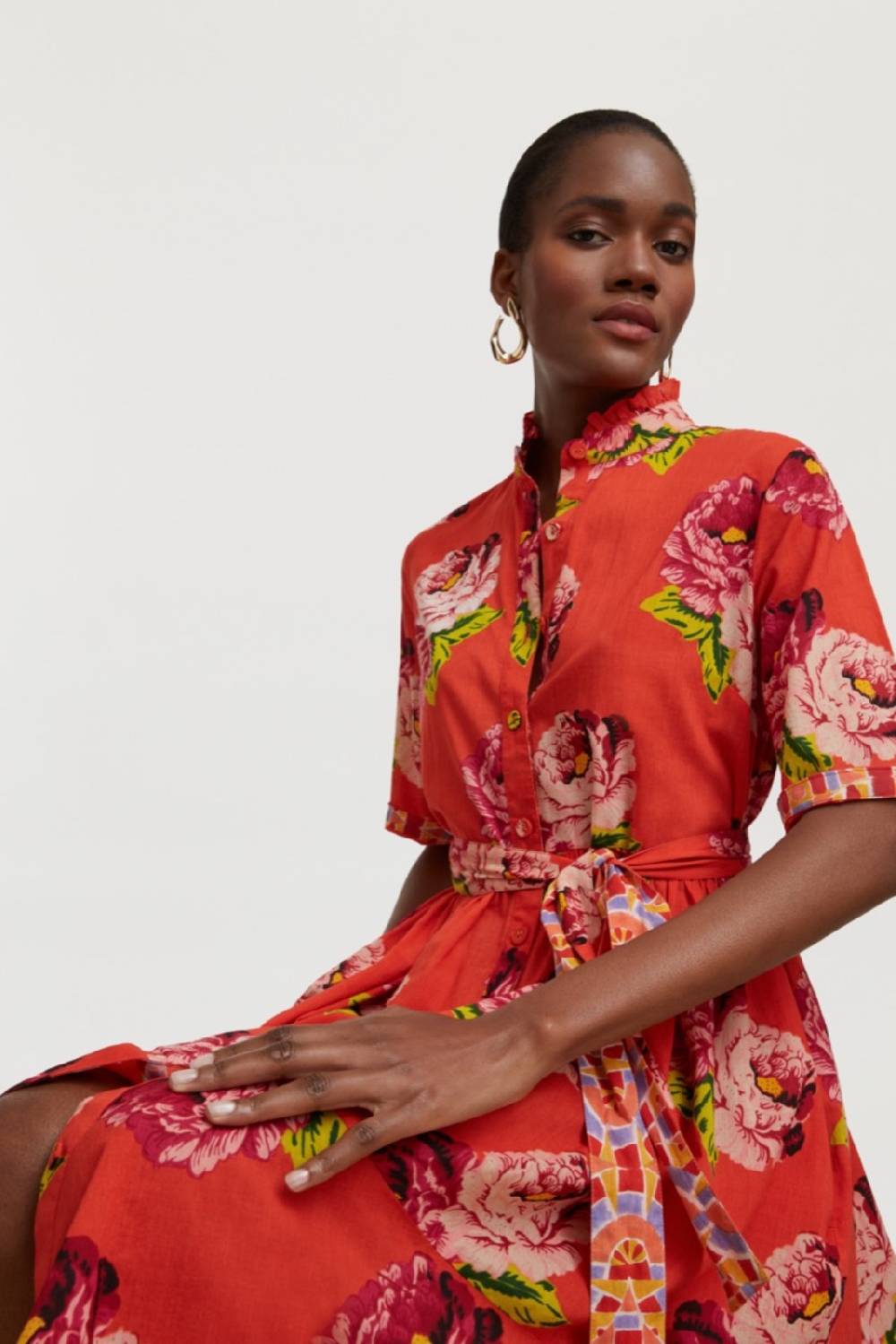 Lisa Corti abito greta folk rose coral I Più Venduti