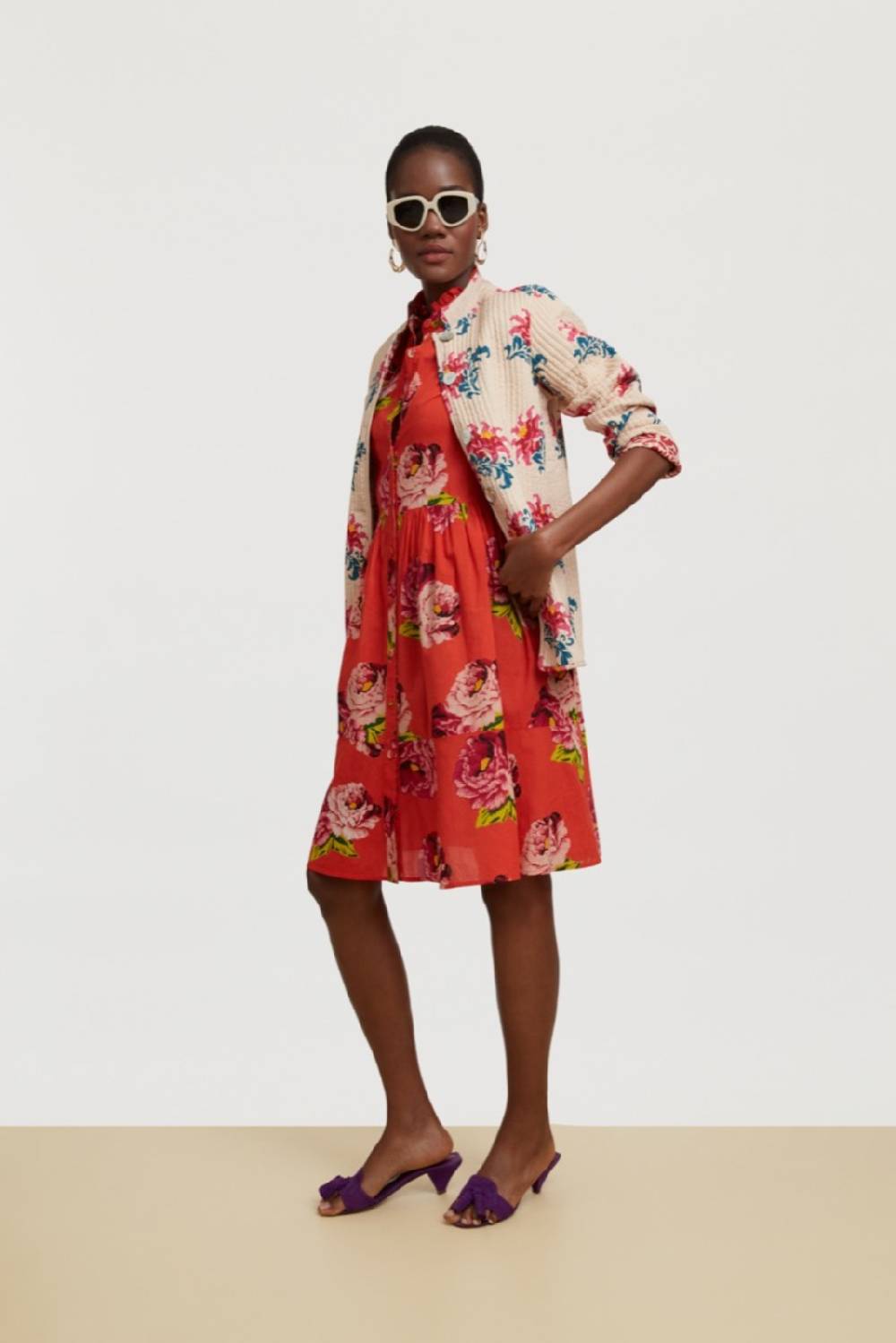 Lisa Corti abito greta folk rose coral I Più Venduti