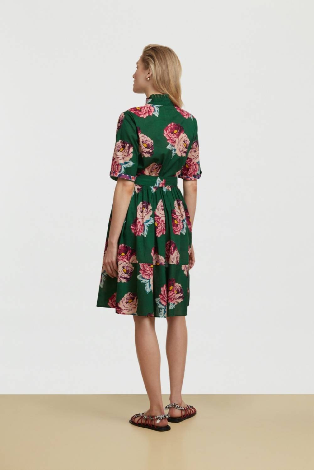 Lisa Corti abito greta folk rose green Vendite Flash