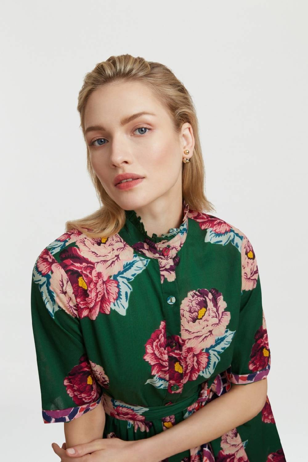 Lisa Corti abito greta folk rose green Vendite Flash