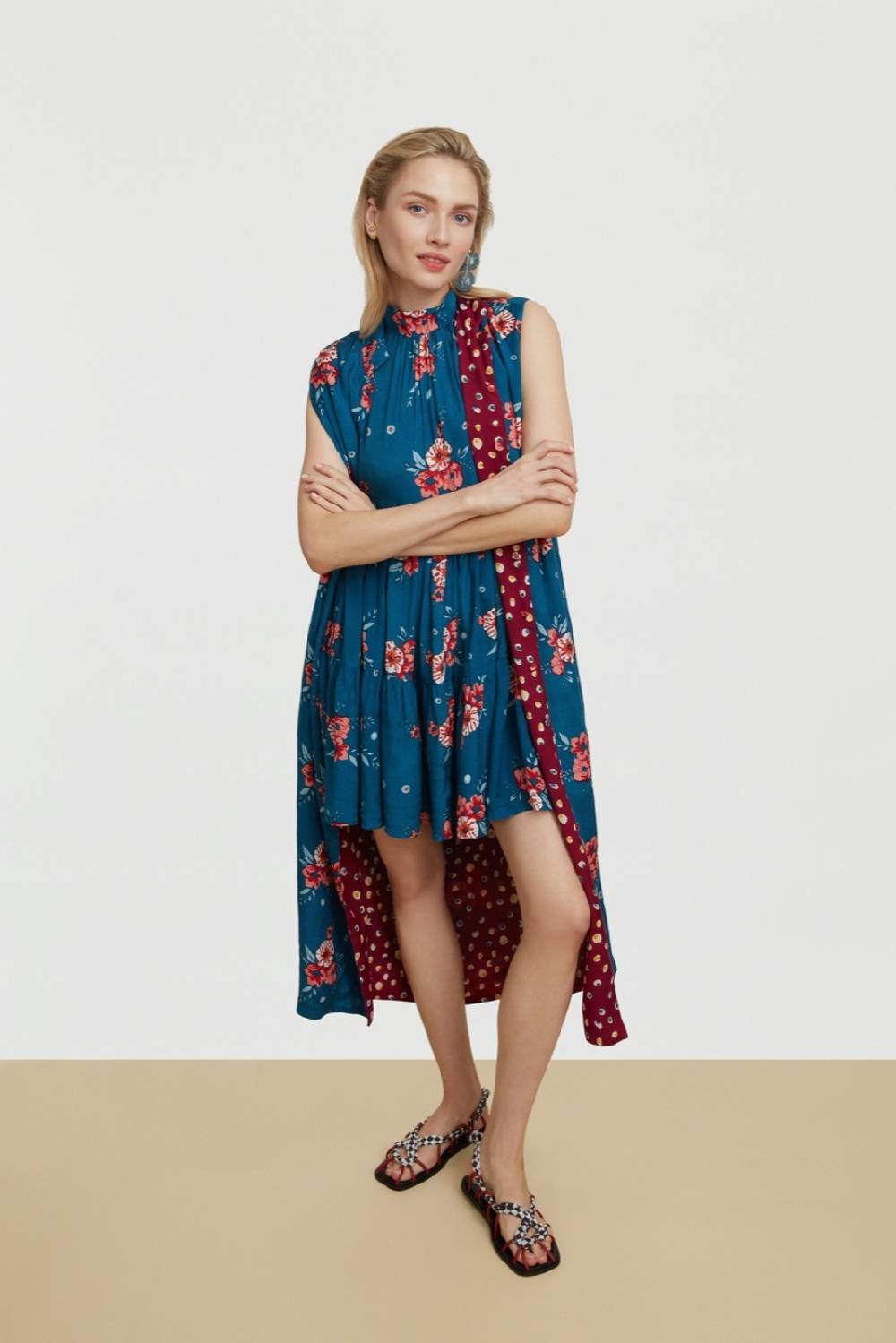 Lisa Corti abito jaipur bukhara flower teal Offerta speciale