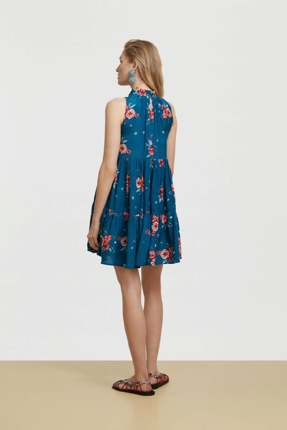 Lisa Corti abito jaipur bukhara flower teal Offerta speciale