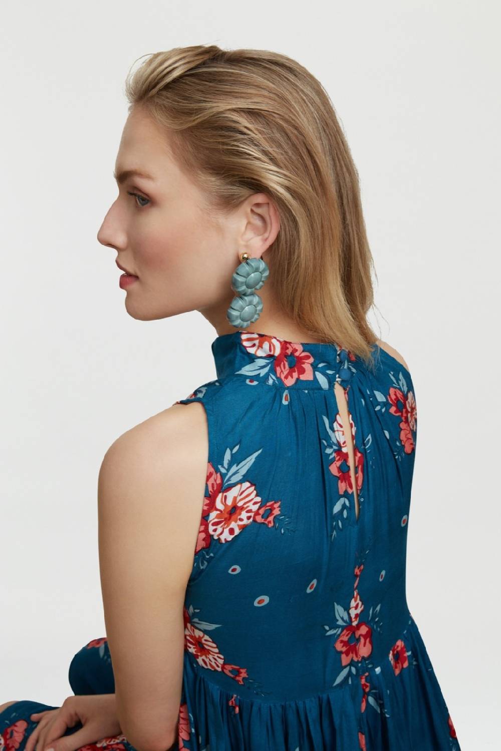 Lisa Corti abito jaipur bukhara flower teal Offerta speciale