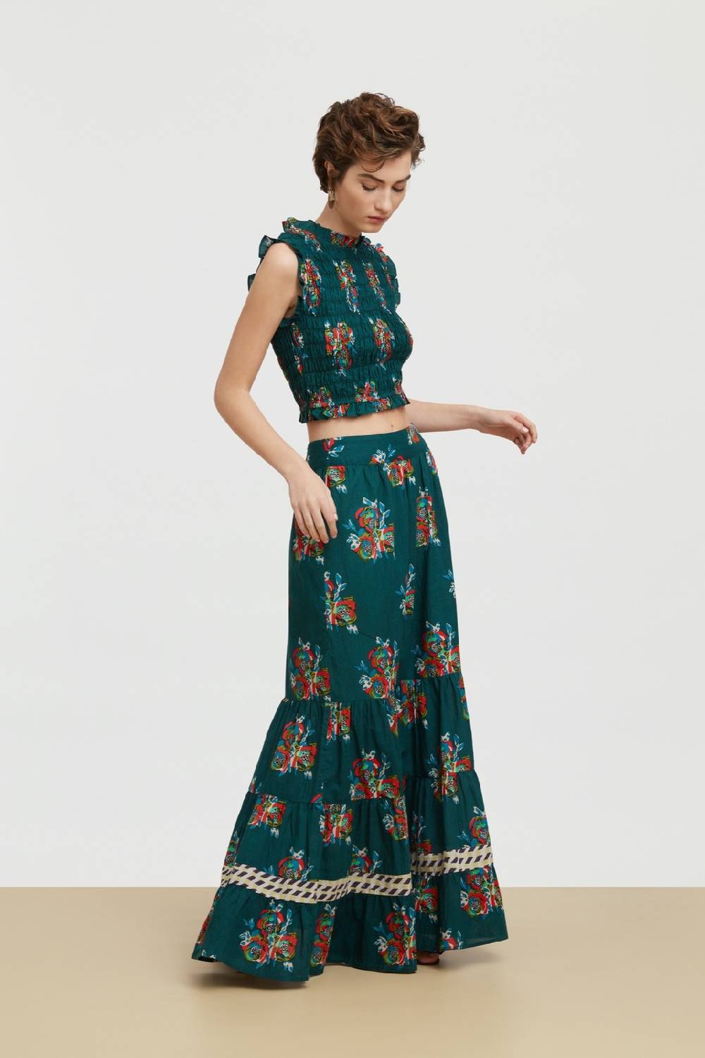 Lisa Corti gonna lehenga cubist rose peacock Flash Sale