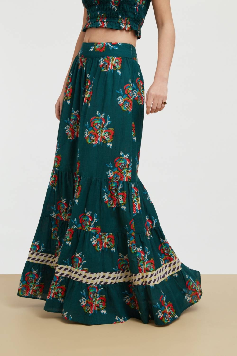 Lisa Corti gonna lehenga cubist rose peacock Flash Sale
