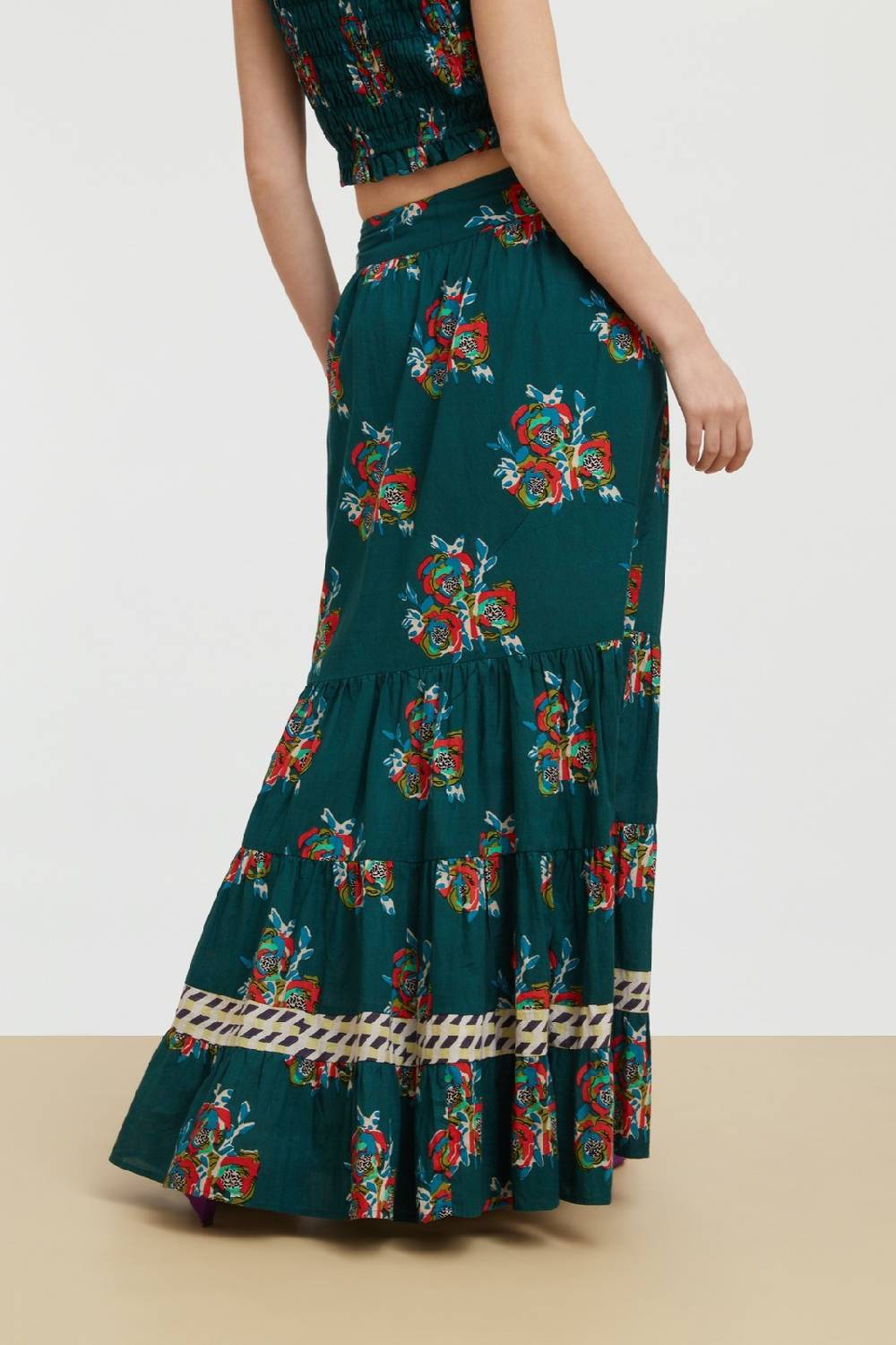 Lisa Corti gonna lehenga cubist rose peacock Flash Sale