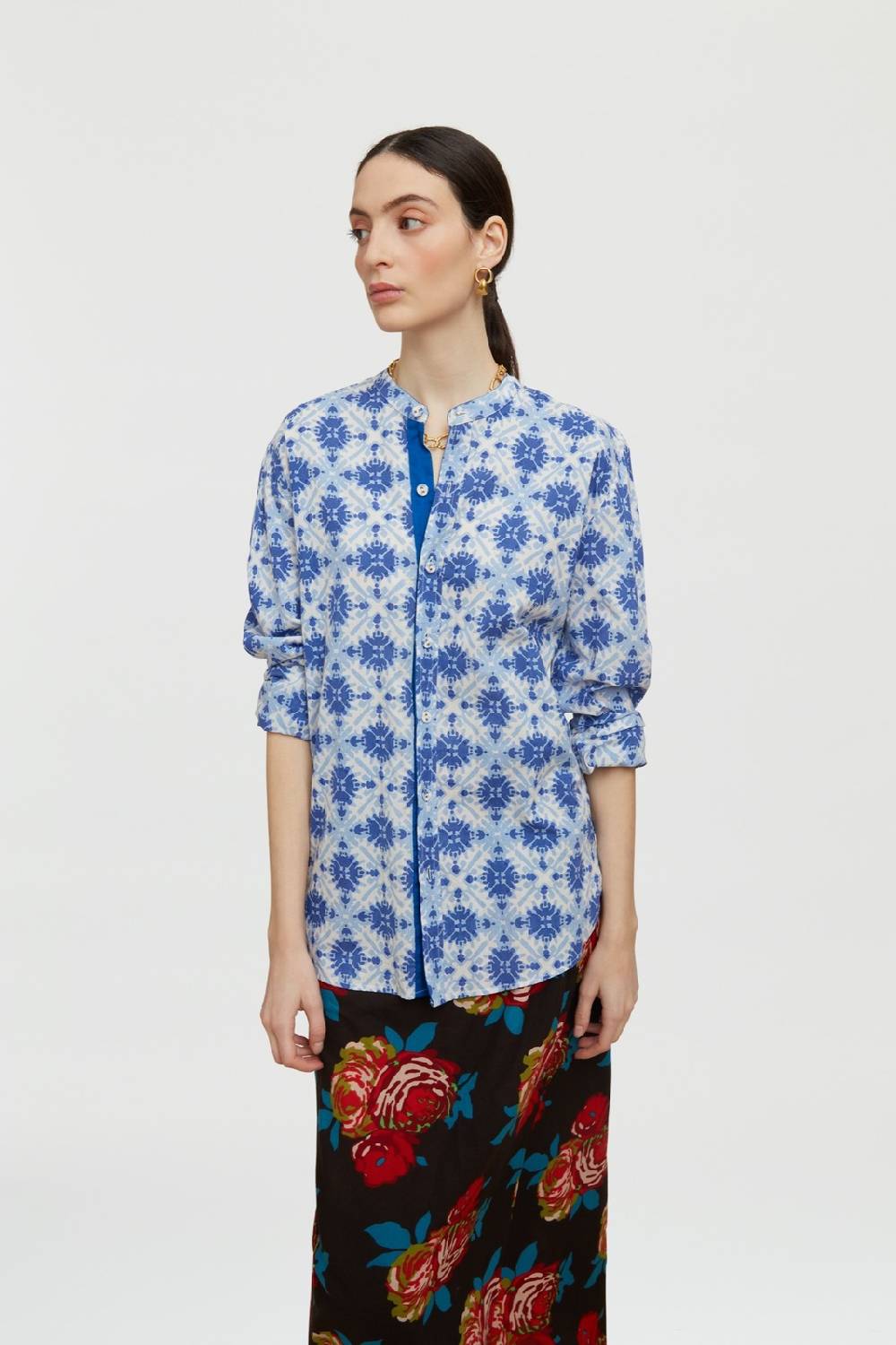 Lisa Corti camicia santorini morocco design blue Vendite stagionali