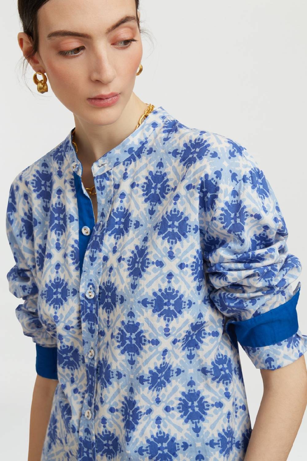 Lisa Corti camicia santorini morocco design blue Vendite stagionali