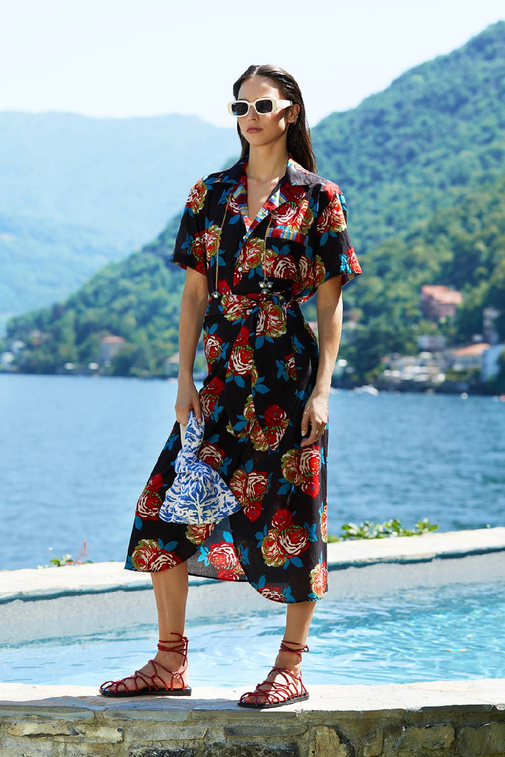 Lisa Corti camicia hawaian bold rose black Black Friday