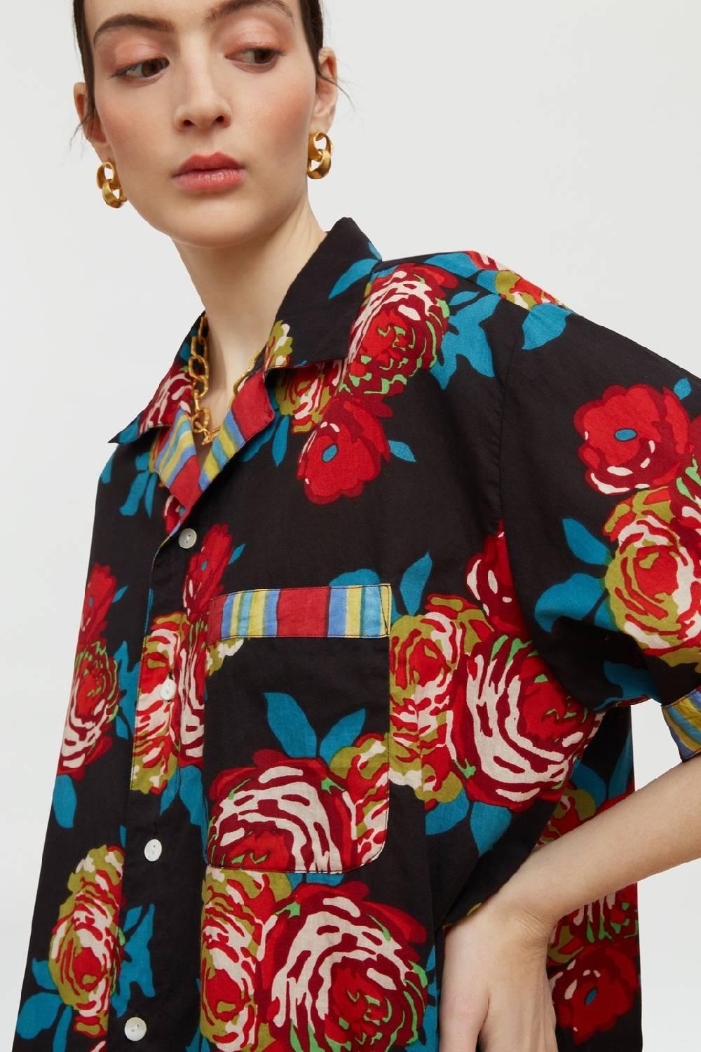 Lisa Corti camicia hawaian bold rose black Black Friday
