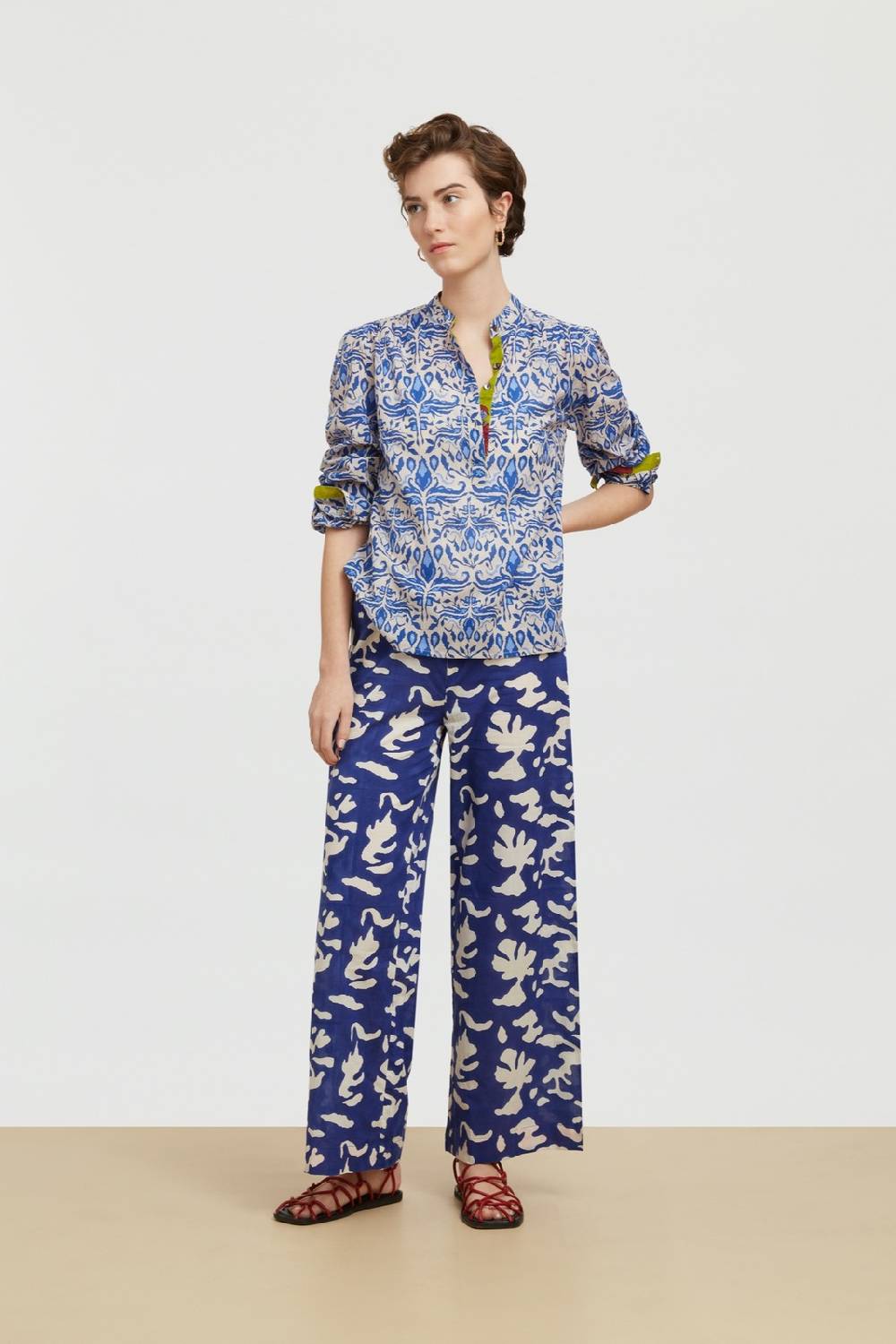 Lisa Corti camicia batumi abhanery damasque blue Offerta per la Festa della Mamma