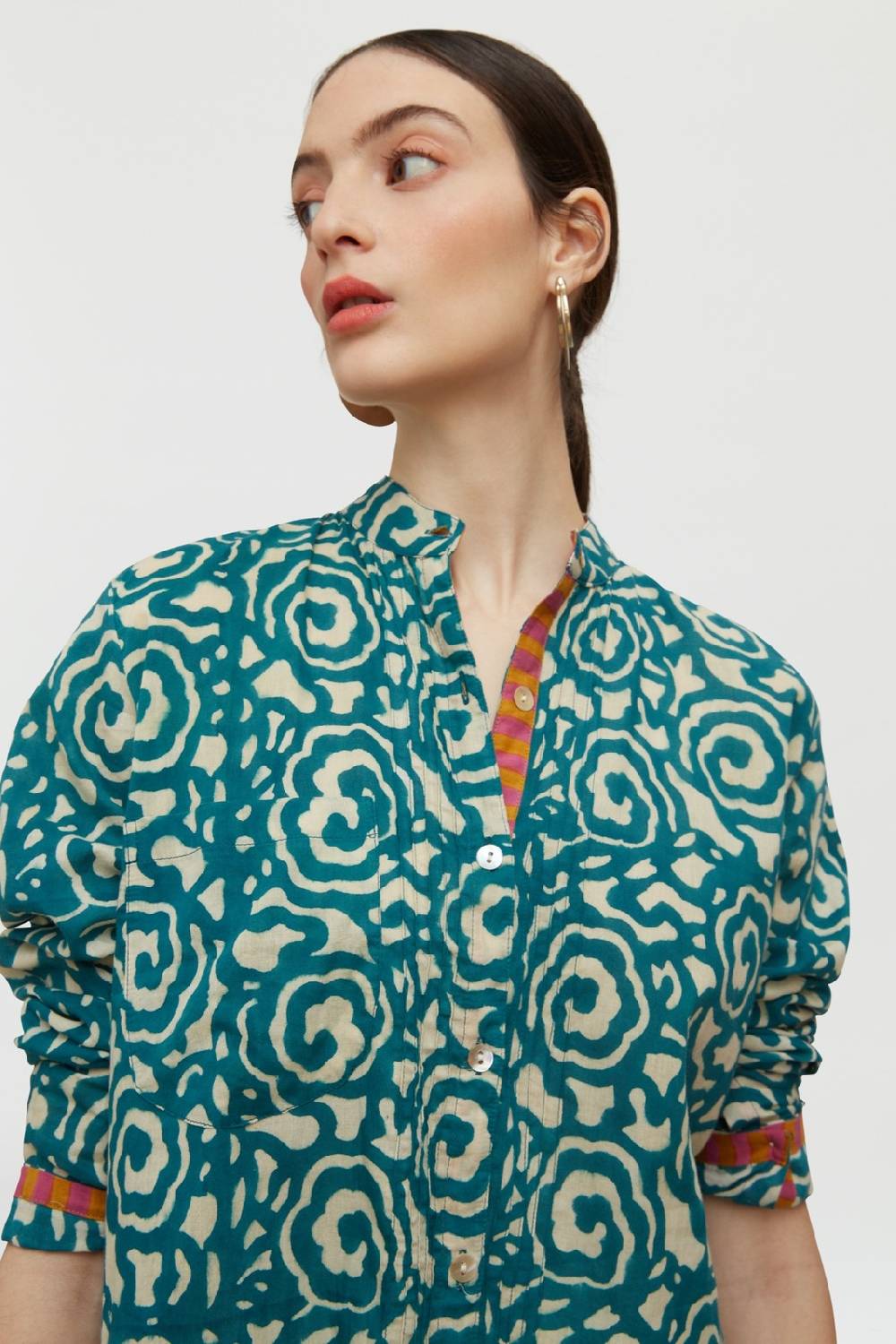 Lisa Corti camicia rashmi spiral peacock natural Offerta San Valentino
