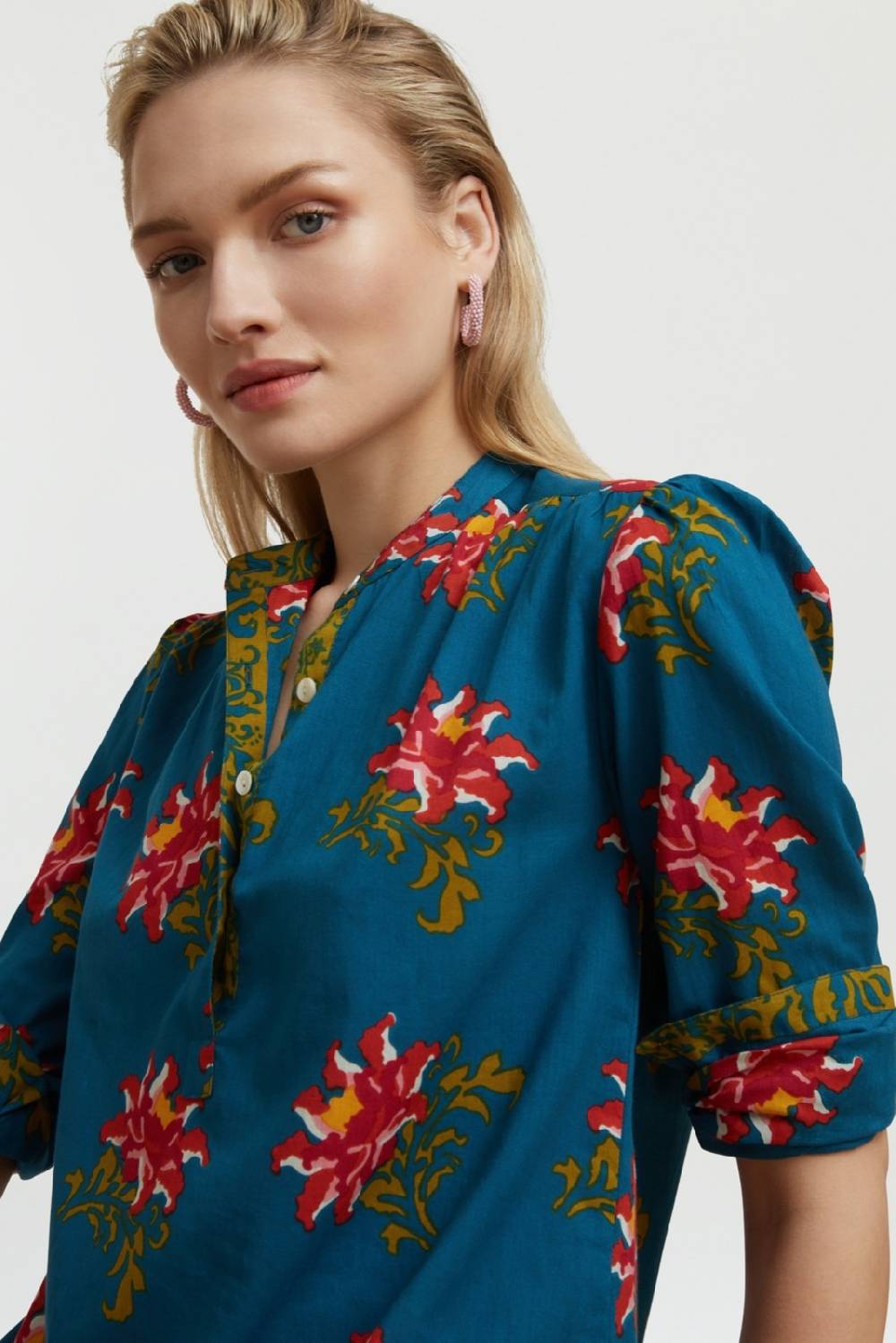 Lisa Corti camicia batumi tangeri rose teal Smaltimento dello stoccaggio