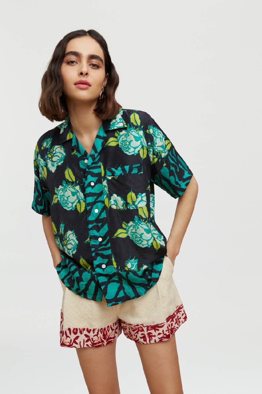 Lisa Corti camicia bowling rosa spina black Offerta temporanea