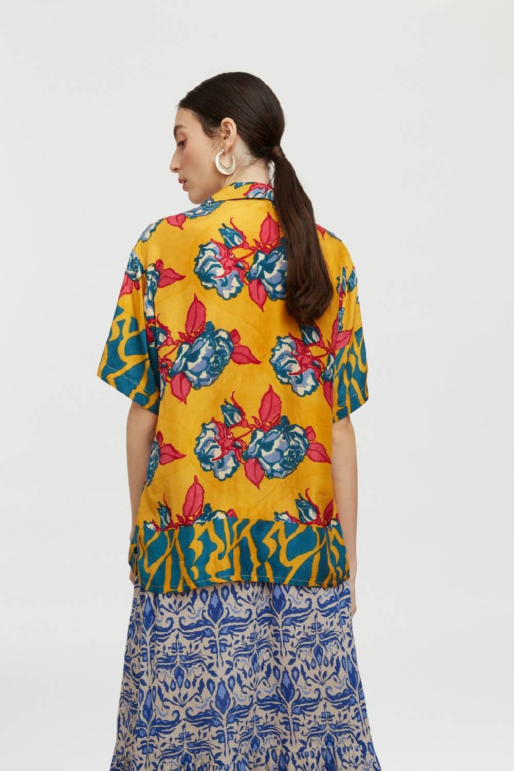 Lisa Corti camicia bowling shirt rosa spina orange Grandi sconti