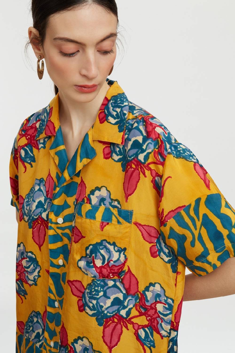 Lisa Corti camicia bowling shirt rosa spina orange Grandi sconti