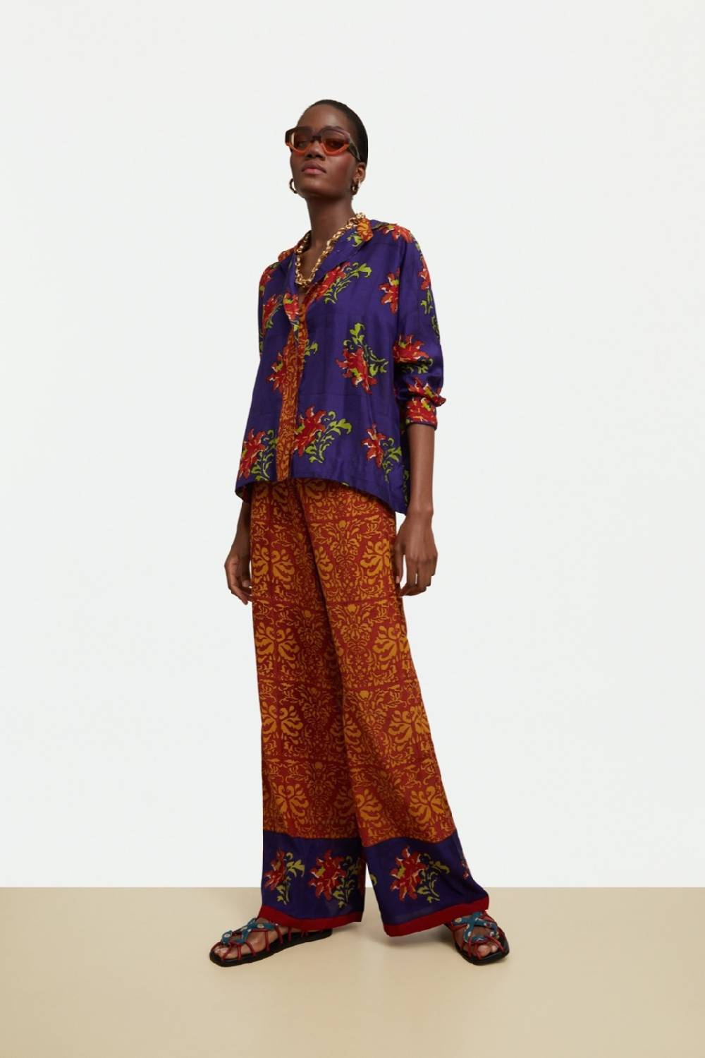 Lisa Corti camicia dahlia tangeri flower purple Nuovi prodotti